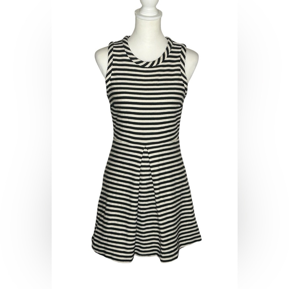 Madewell Afternoon Cotton Black White Striped Mini Dress A-Line EUC Size M
